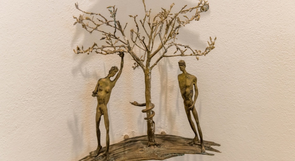 Adam et Eve, sculpture de Cecco Bonanotte dans le Baptistère de Vinci