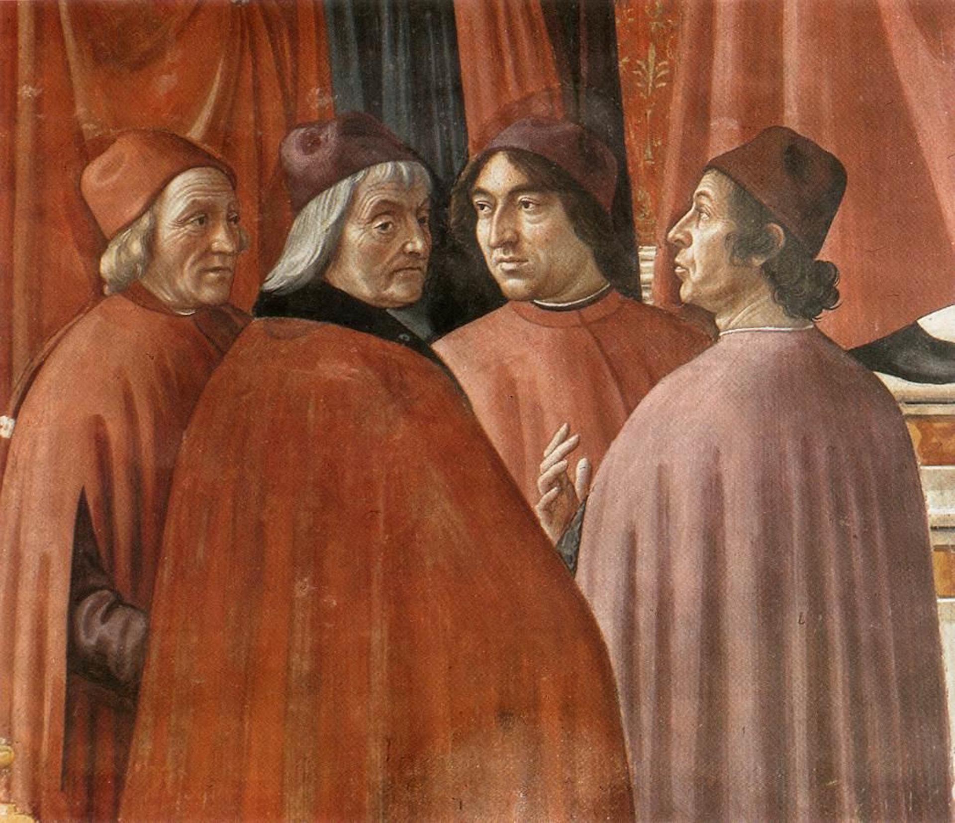 Fresco en Santa Maria Novella con el retrato de Marsilio Ficino