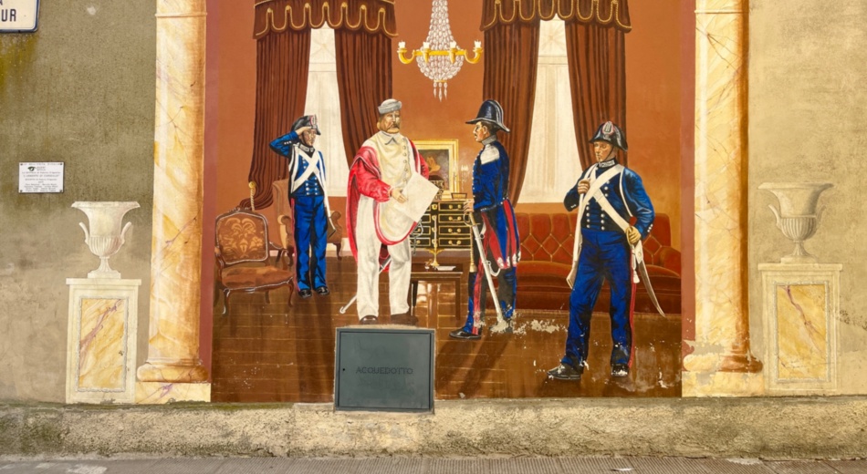 Murale dell'arresto di Giuseppe Garibaldi a Sinalunga, situato in via Cavour