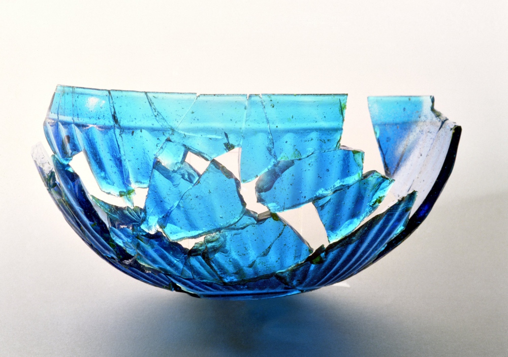 The Etruscan cup in Turquoise glass at the Archeological Museum in Artimino