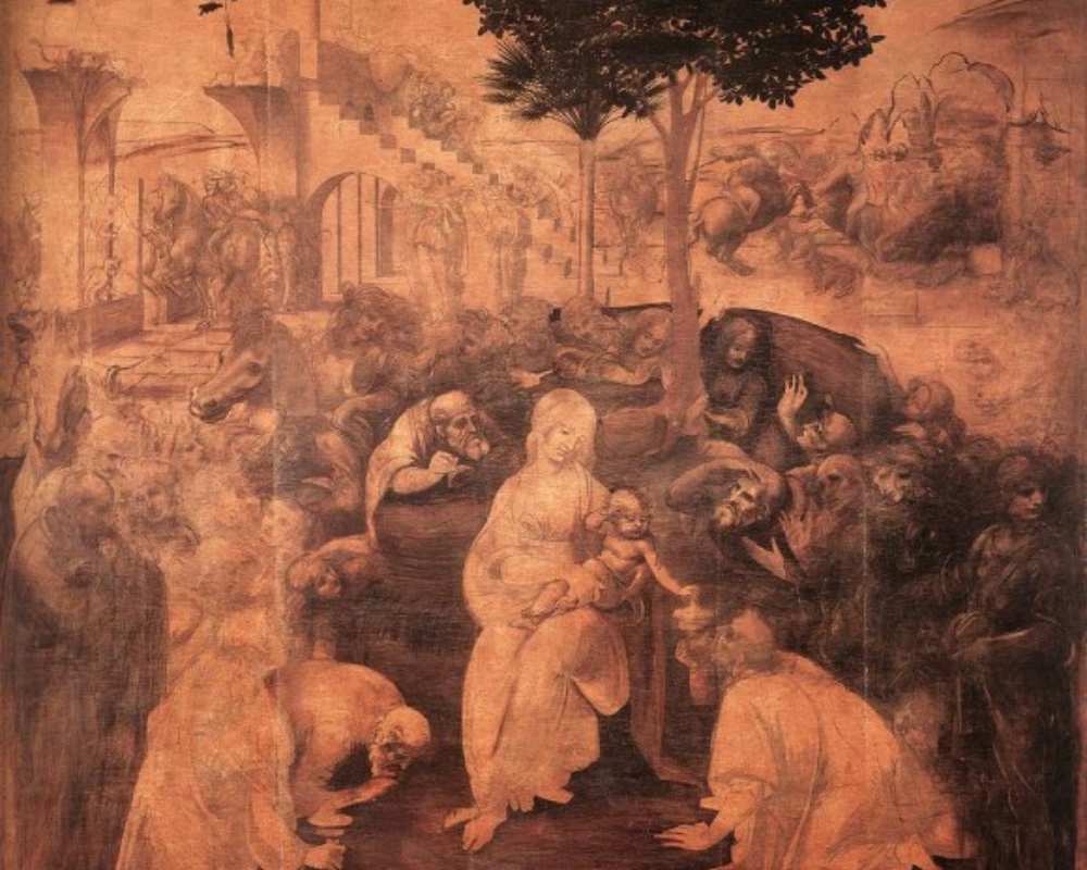 Leonardo da Vinci, (unfinished) Adoration, 1481-2. Florence, Galleria degli Uffizi