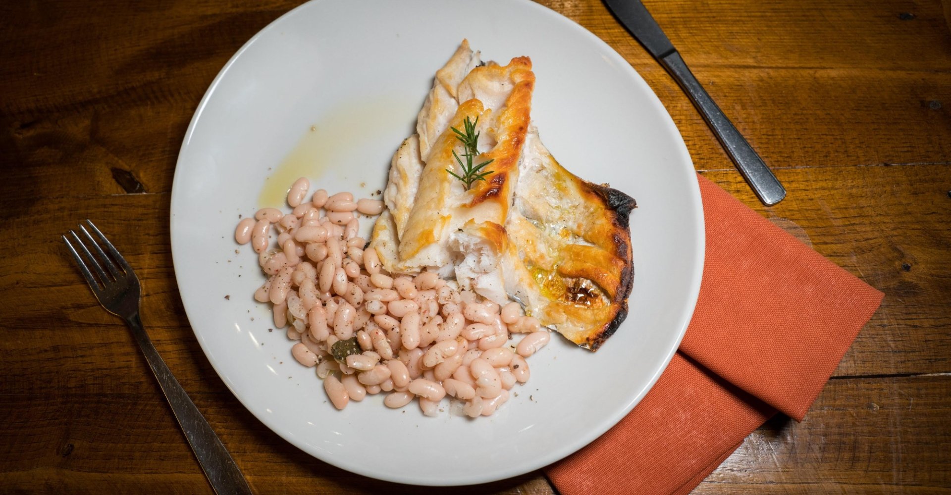 Sorana beans with grilled cod fish